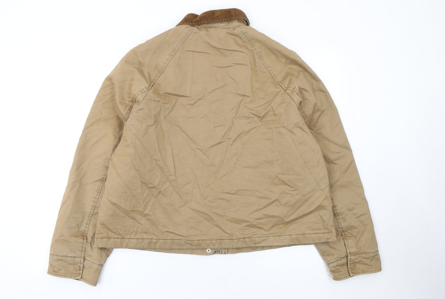 Primark Women Beige Bomber Jacket M Cotton Lined Classic Style