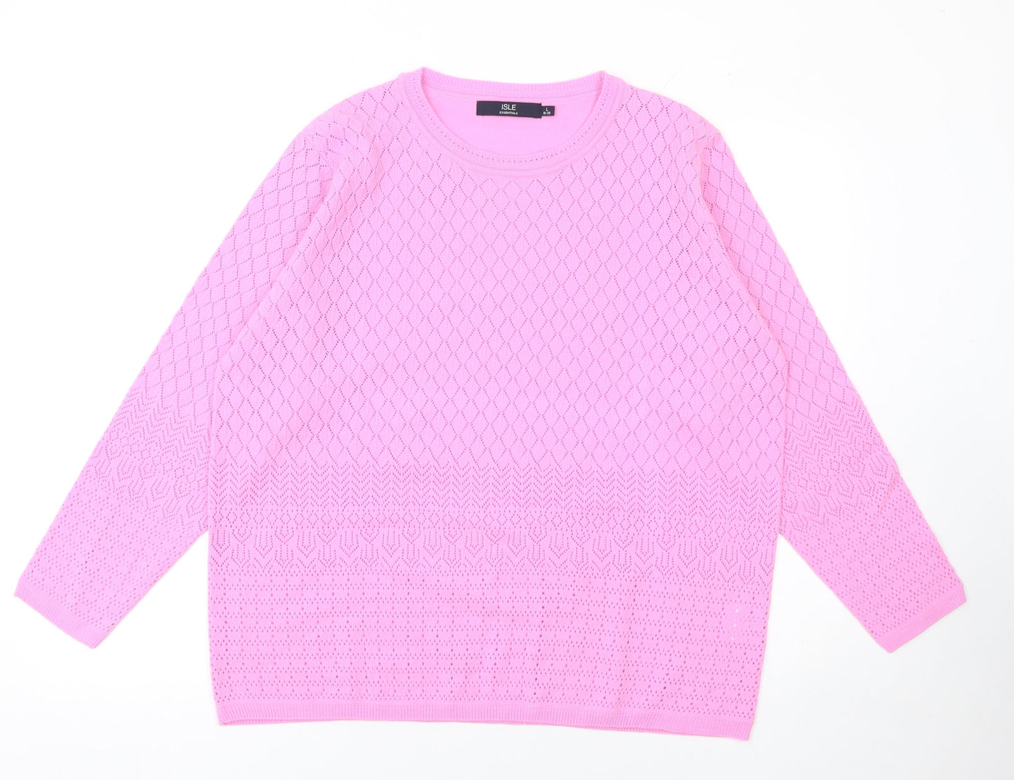 ISLE Essentials Women's Pink Acrylic Knit Jumper Size 18-20