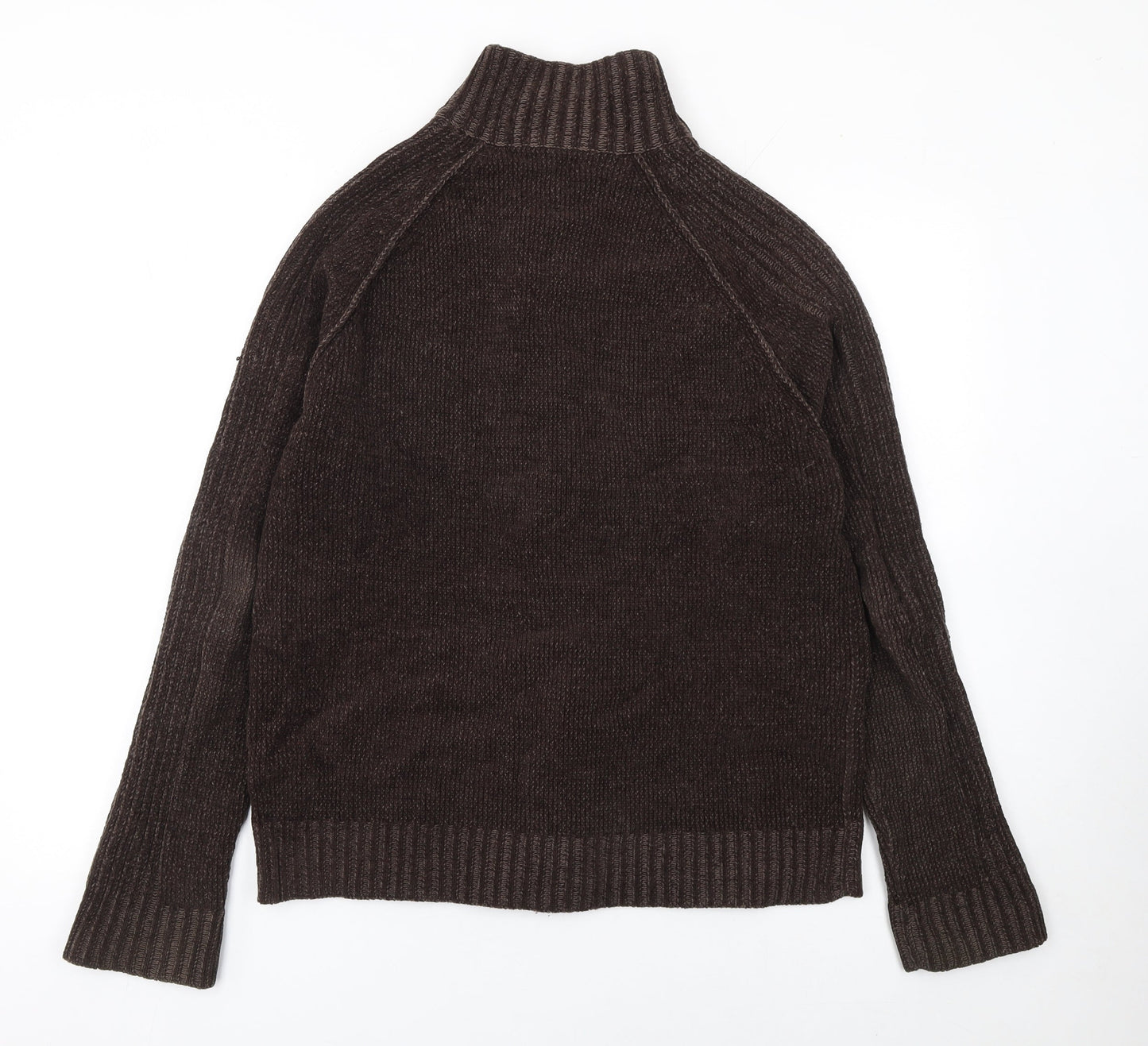 Burton Men's Brown Acrylic Full Zip High Neck Jumper Size L