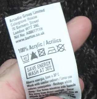 Burton Men's Brown Acrylic Full Zip High Neck Jumper Size L