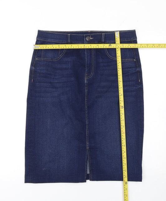 Marks and Spencer Womens Blue Denim Knee Length Pencil Skirt Size 12