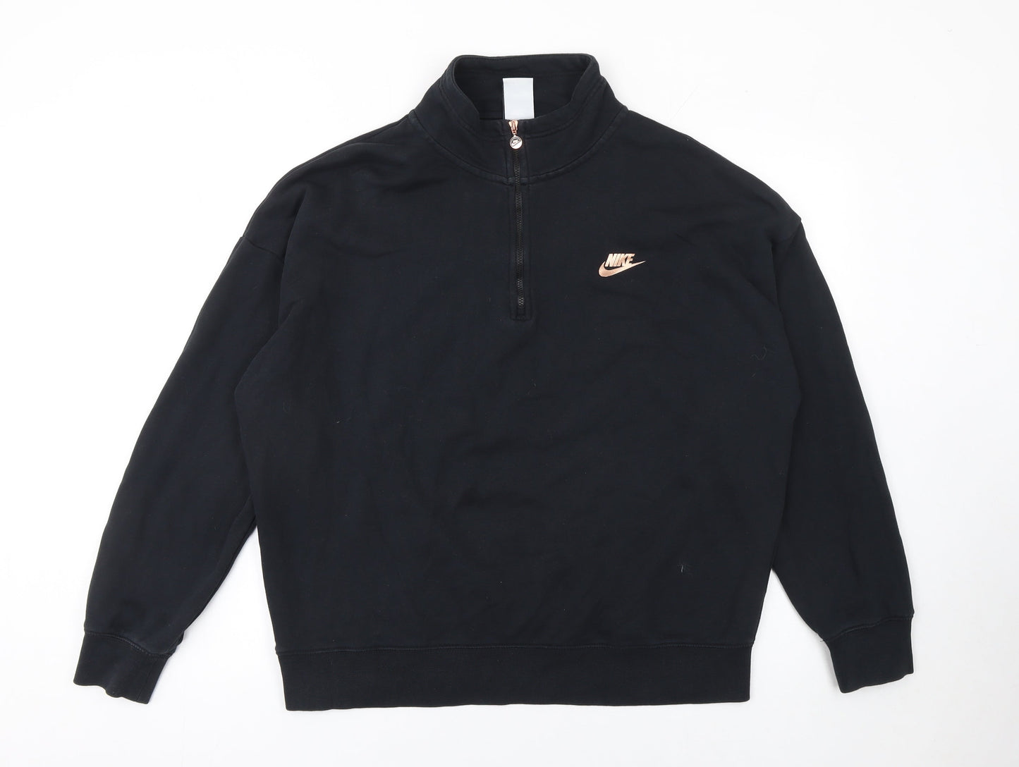 Nike Women's Black 1/4 Zip Oversized Fit Cotton Sweatshirt M