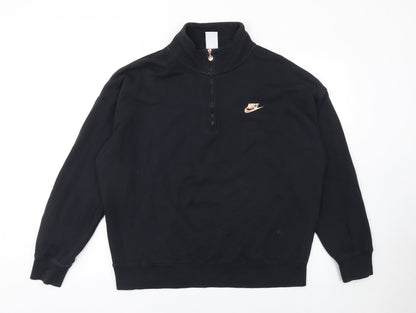 Nike Women's Black 1/4 Zip Oversized Fit Cotton Sweatshirt M