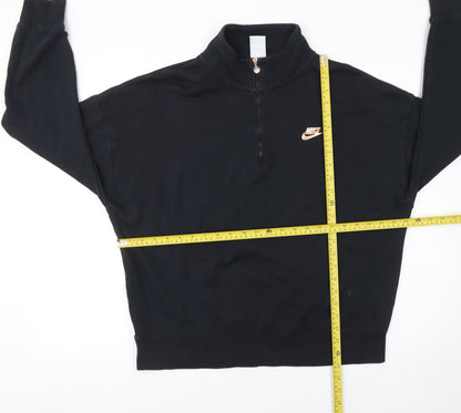 Nike Women's Black 1/4 Zip Oversized Fit Cotton Sweatshirt M