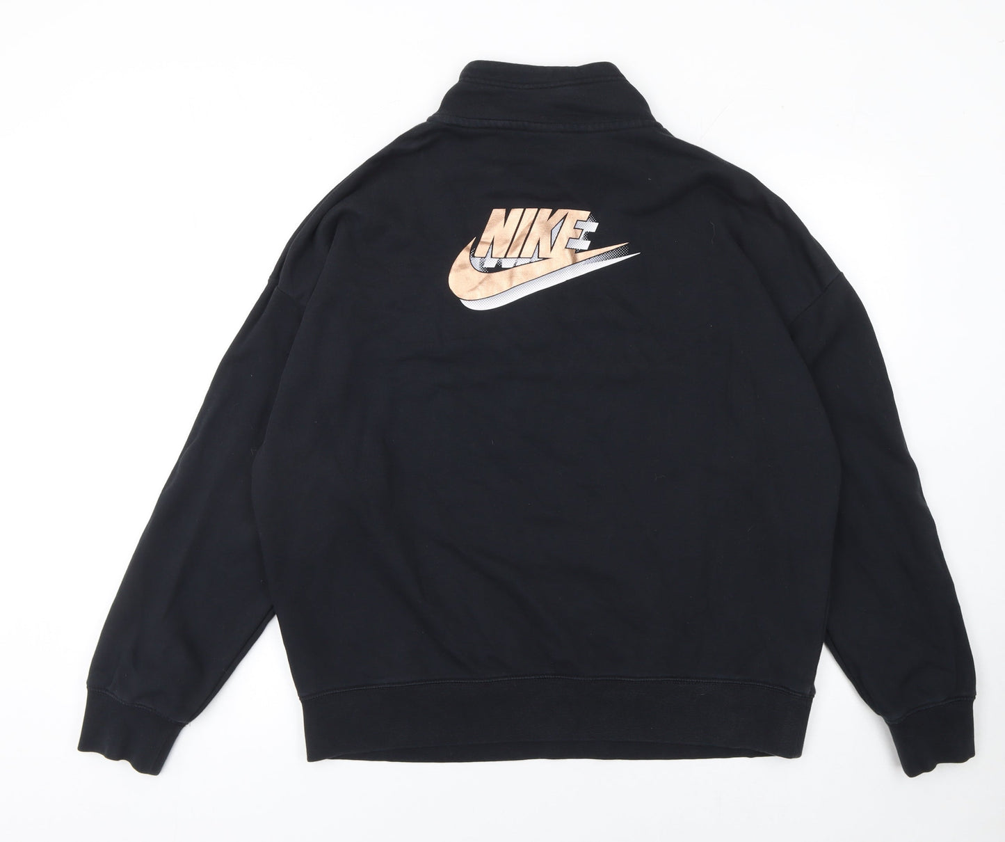Nike Women's Black 1/4 Zip Oversized Fit Cotton Sweatshirt M