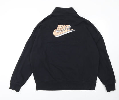 Nike Women's Black 1/4 Zip Oversized Fit Cotton Sweatshirt M