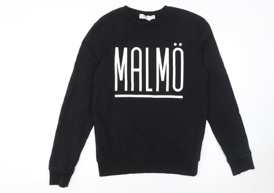 Mens UK Size S Topman Black Pullover Sweatshirt