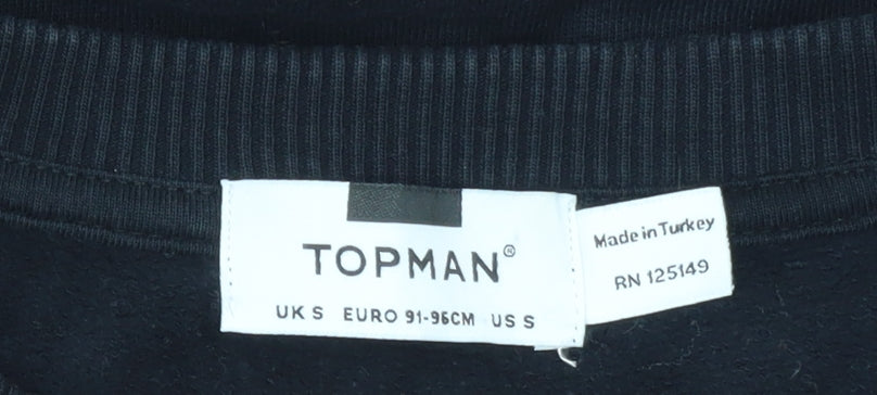 Mens UK Size S Topman Black Pullover Sweatshirt