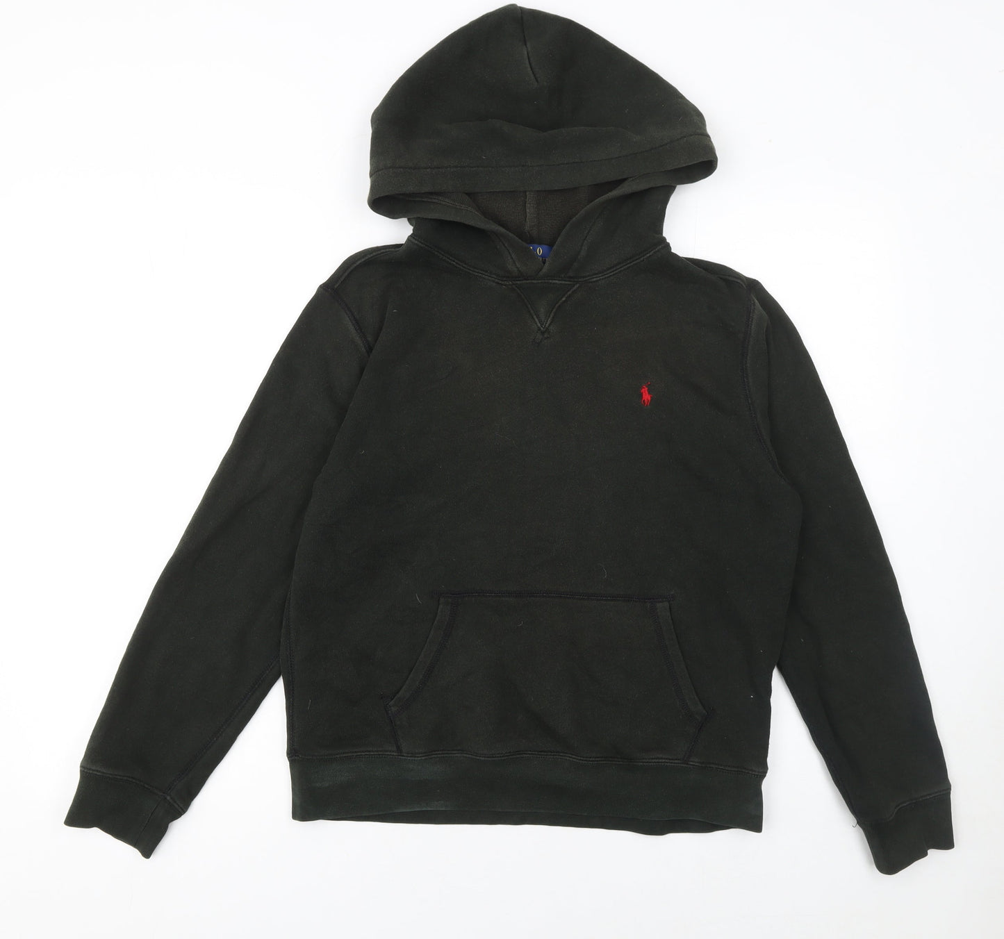 Ralph Lauren Boys Black Pullover Hoodie L 14-16 Years Cotton Fleece