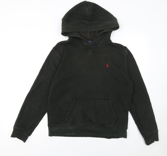 Ralph Lauren Boys Black Pullover Hoodie L 14-16 Years Cotton Fleece