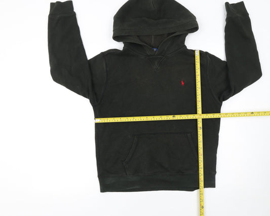 Ralph Lauren Boys Black Pullover Hoodie L 14-16 Years Cotton Fleece