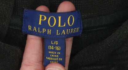 Ralph Lauren Boys Black Pullover Hoodie L 14-16 Years Cotton Fleece