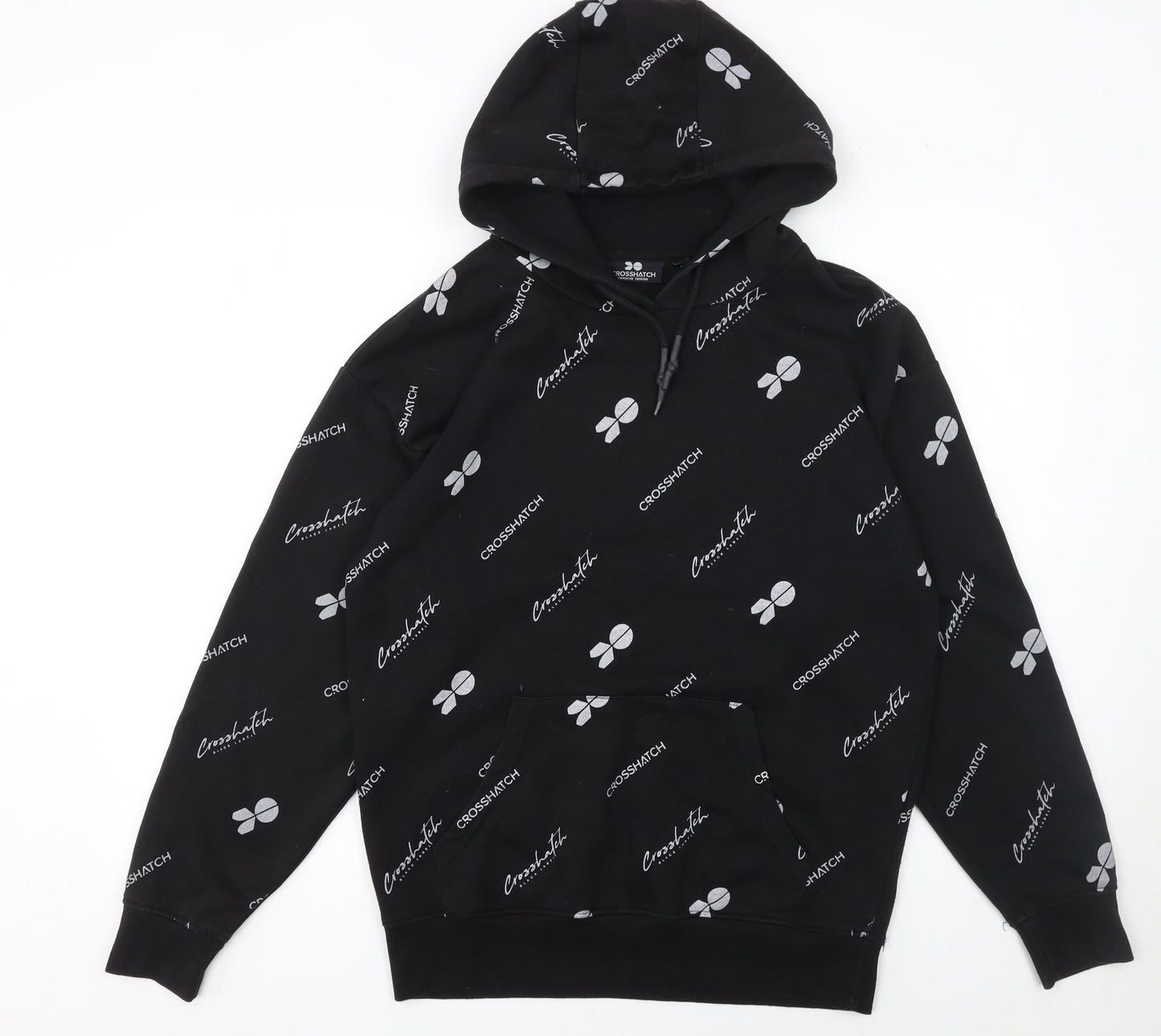 Mens UK Size S Crosshatch Black Pullover Hoodie