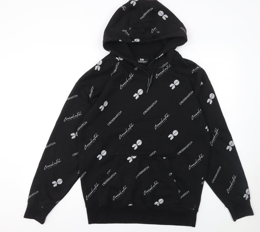 Mens UK Size S Crosshatch Black Pullover Hoodie