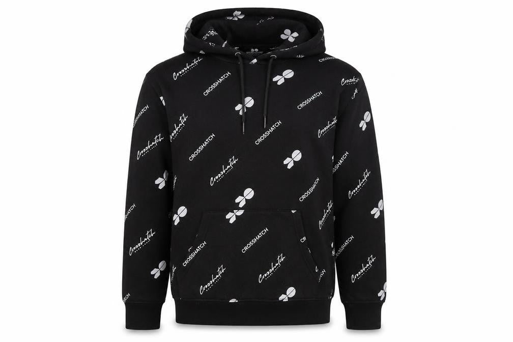 Mens UK Size S Crosshatch Black Pullover Hoodie