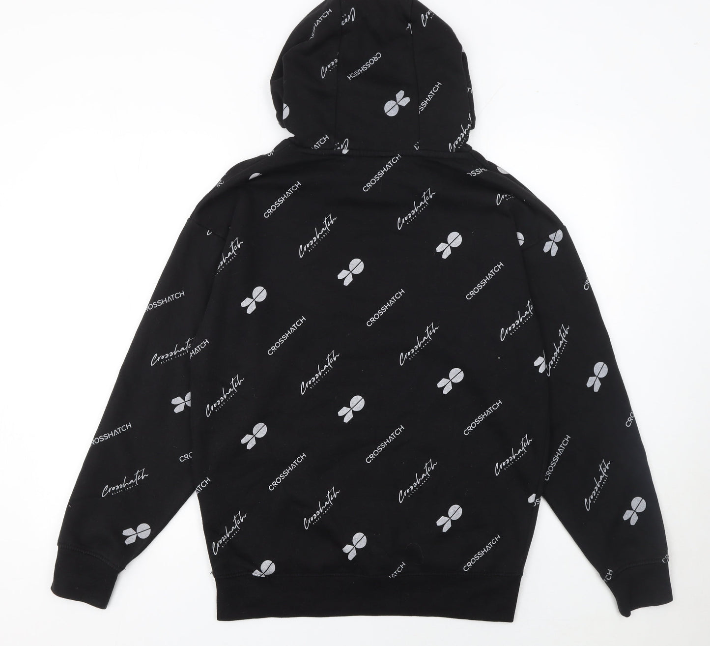 Mens UK Size S Crosshatch Black Pullover Hoodie