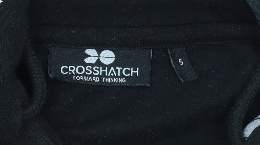 Mens UK Size S Crosshatch Black Pullover Hoodie