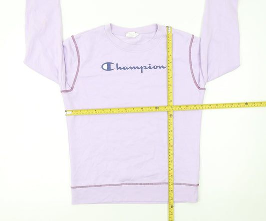 Champion Girls Purple Logo Pullover Sweatshirt L 11-12 Years