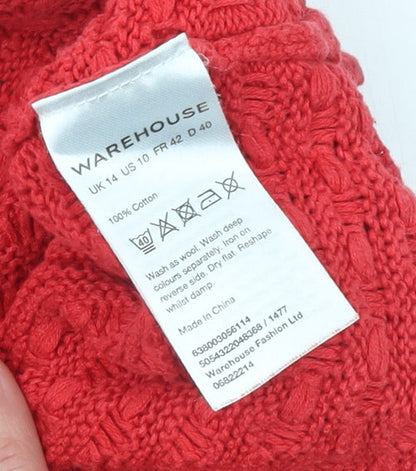 Womens UK Size 14 Warehouse Red Pullover Jumper