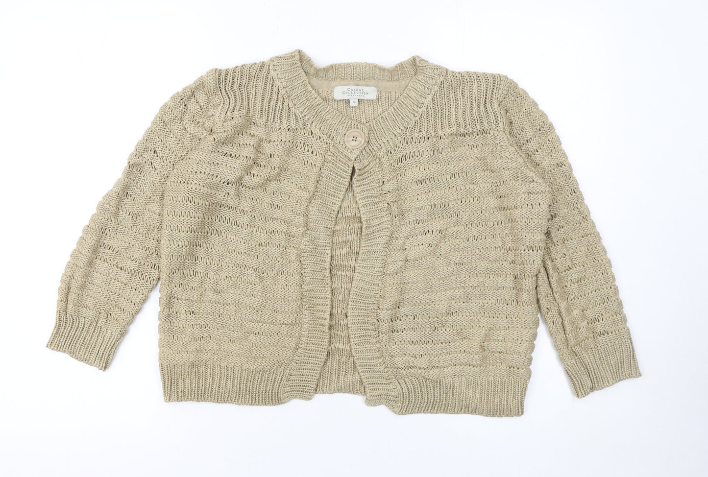 Womens UK Size 16 Debenhams Beige Cardigan Jumper