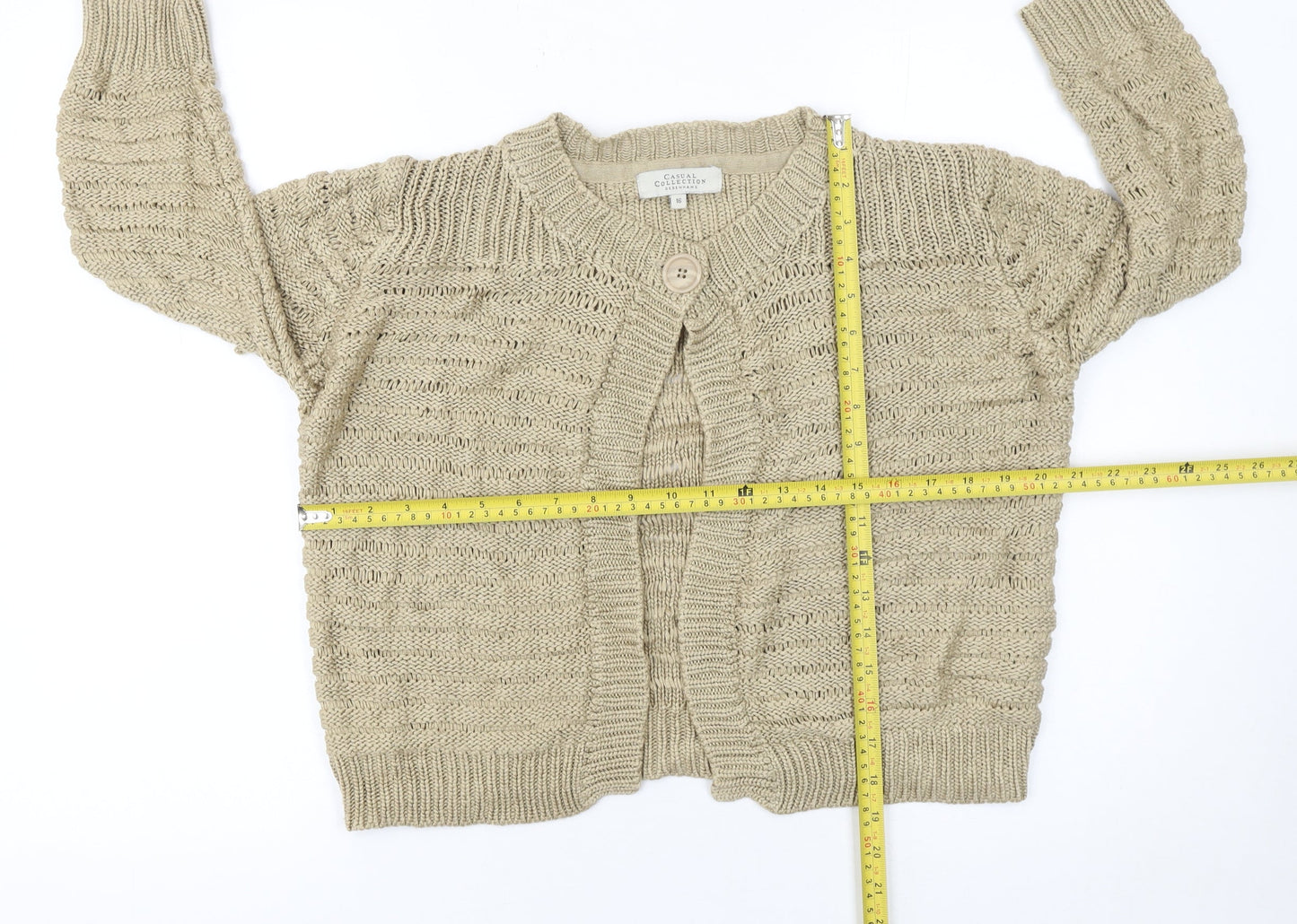 Womens UK Size 16 Debenhams Beige Cardigan Jumper