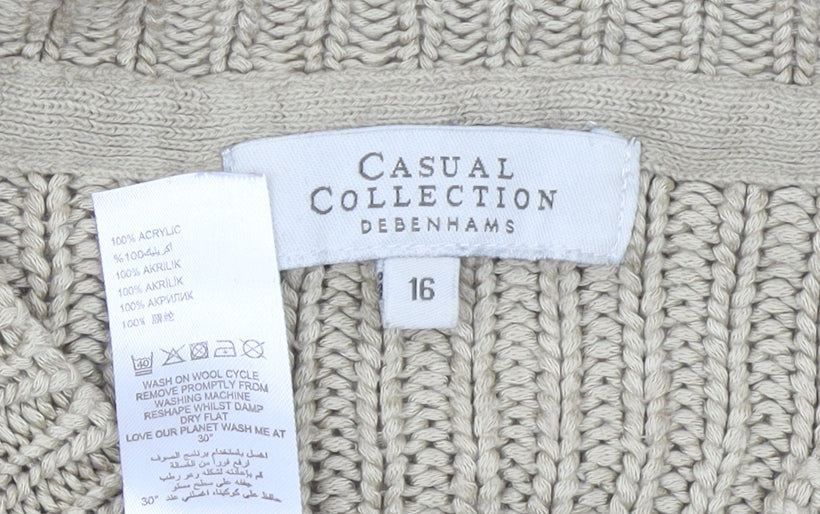 Womens UK Size 16 Debenhams Beige Cardigan Jumper