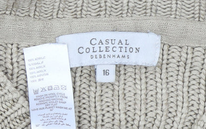 Womens UK Size 16 Debenhams Beige Cardigan Jumper