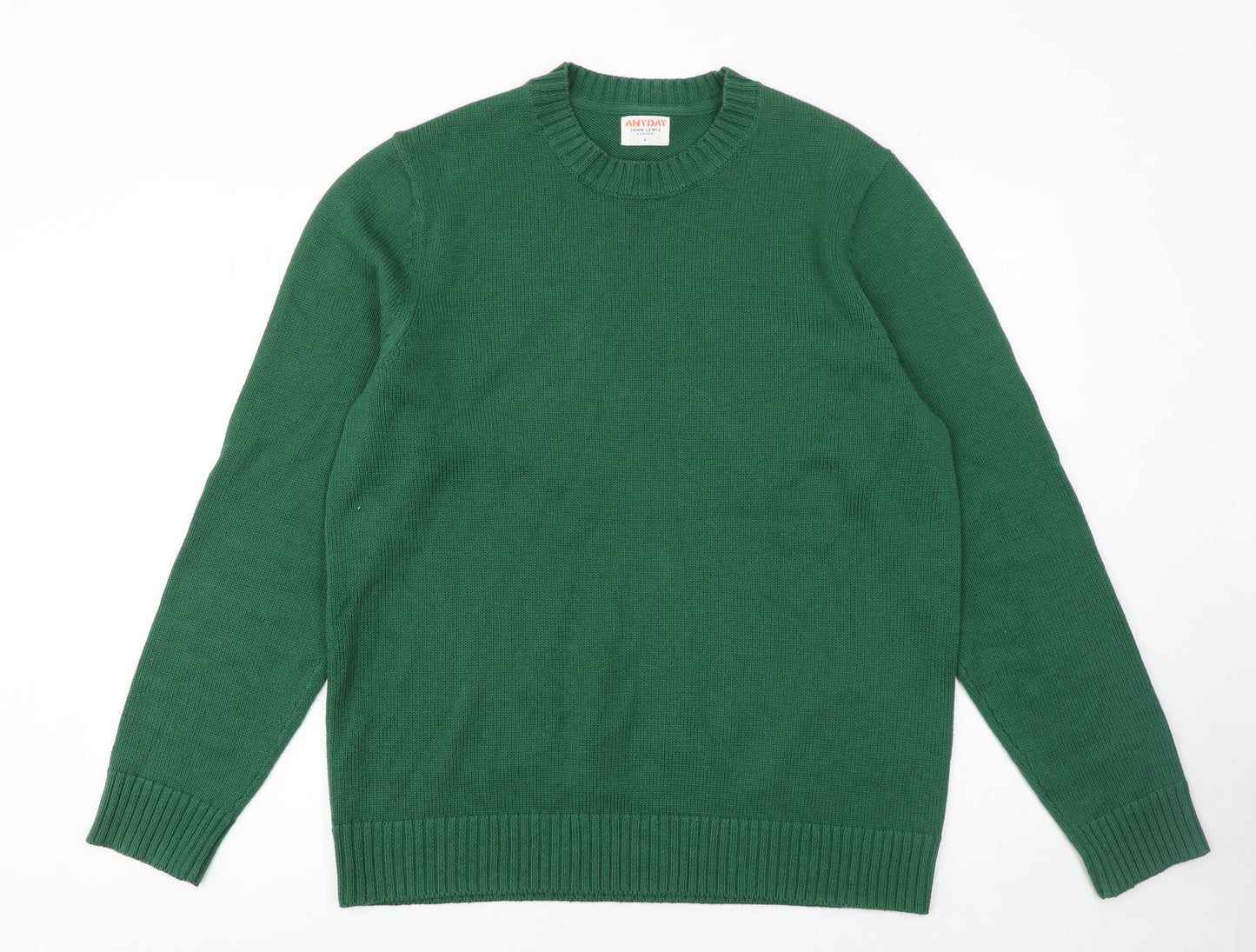John Lewis Men’s Green Cotton Blend Crew Neck Jumper L