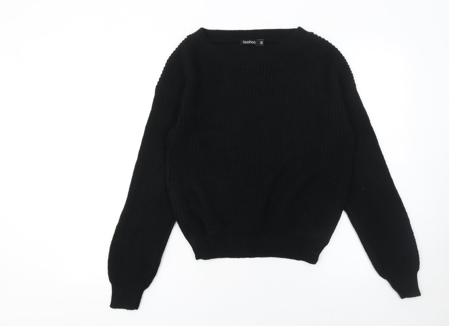 Boohoo Women Black Medium Chunky Knit Acrylic Jumper