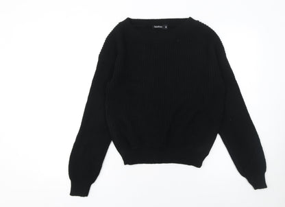 Boohoo Women Black Medium Chunky Knit Acrylic Jumper