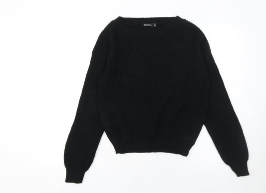 Boohoo Women Black Medium Chunky Knit Acrylic Jumper
