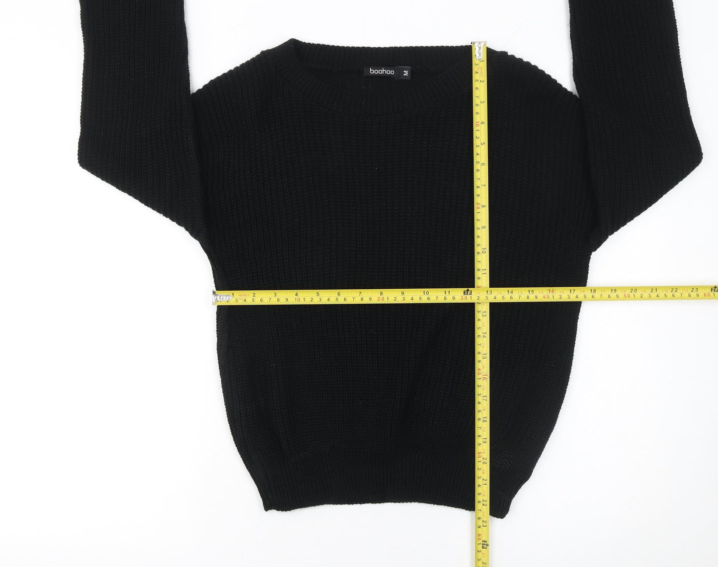 Boohoo Women Black Medium Chunky Knit Acrylic Jumper