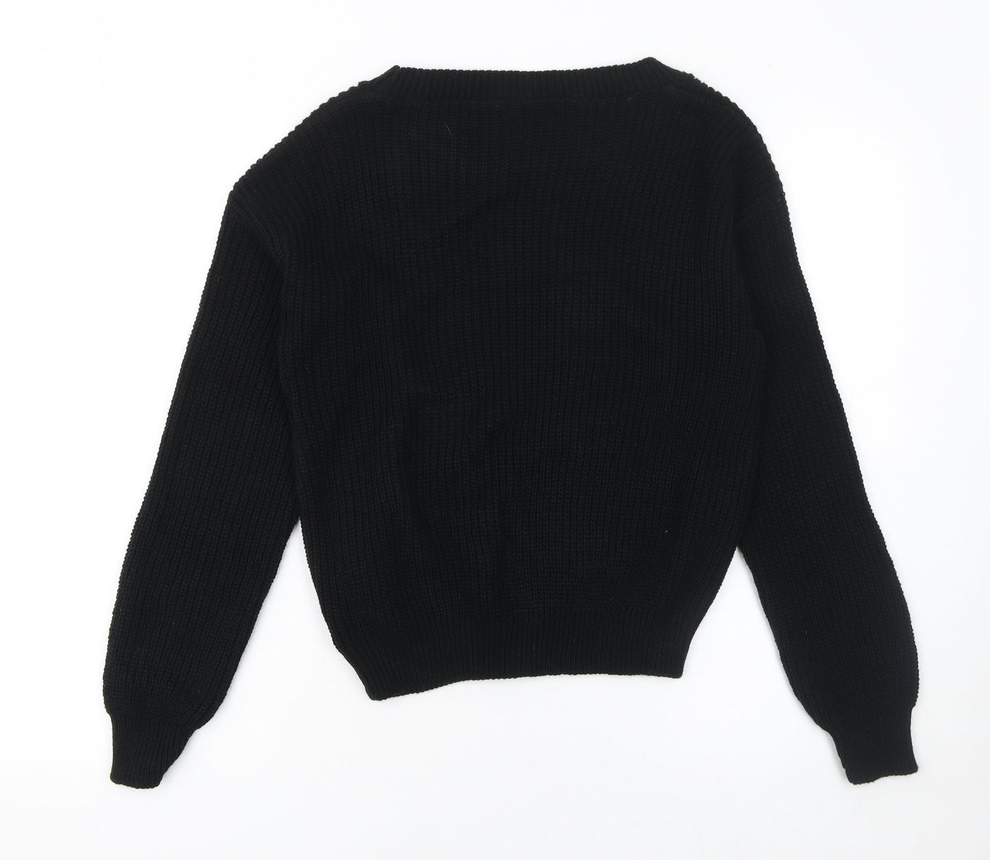 Boohoo Women Black Medium Chunky Knit Acrylic Jumper