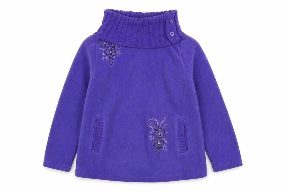 Front view of Atlas For Women Purple Embroidered Fleece Sweatshirt UK 12-14