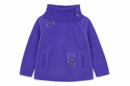 Front view of Atlas For Women Purple Embroidered Fleece Sweatshirt UK 12-14
