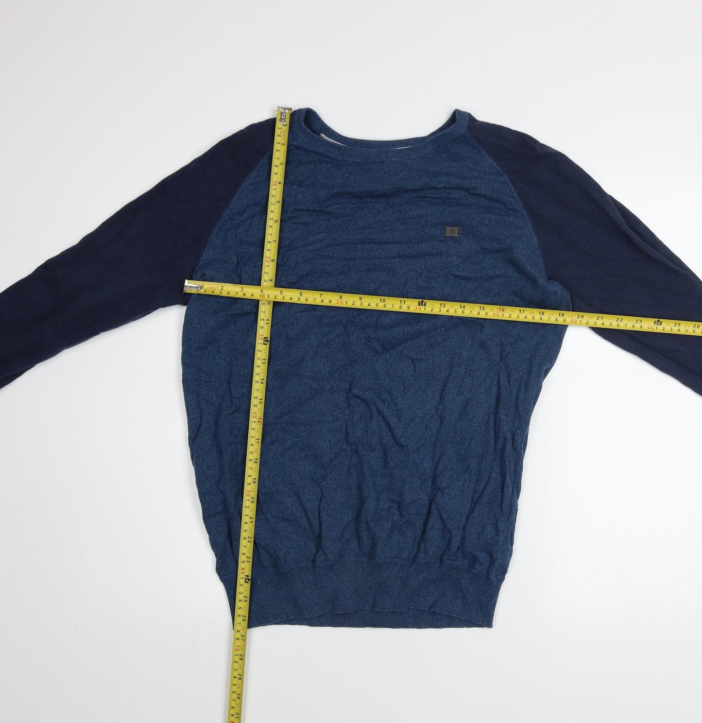 Kingpin Jeans Men's Blue Cotton Crew Neck Pullover Jumper L