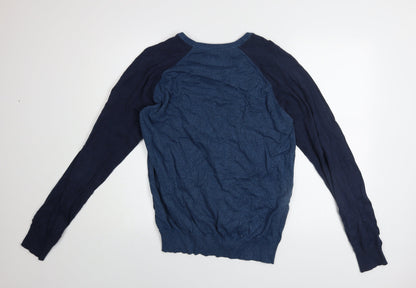 Kingpin Jeans Men's Blue Cotton Crew Neck Pullover Jumper L