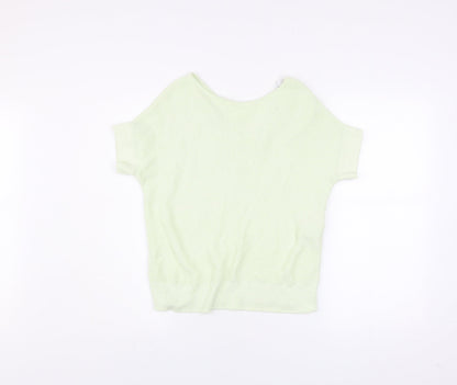 Mint Velvet Womens Light Green Short Sleeve Knit Top XS Linen Blend