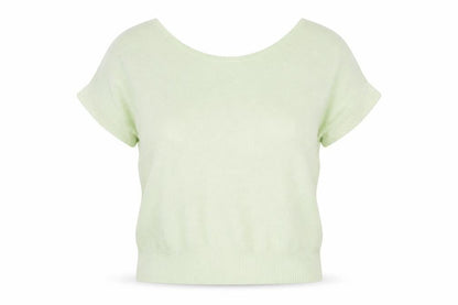 Mint Velvet Womens Light Green Short Sleeve Knit Top XS Linen Blend