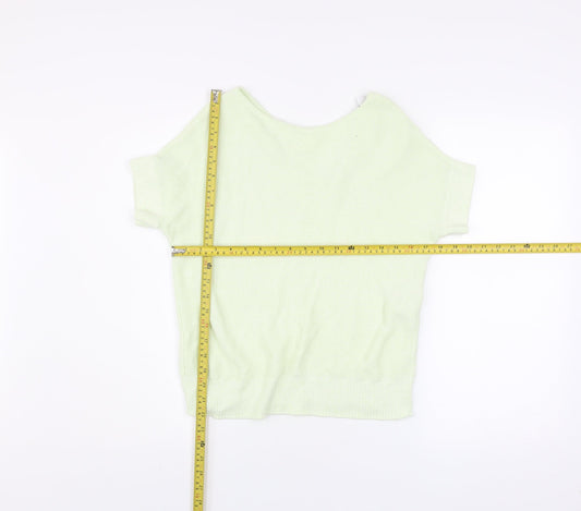 Mint Velvet Womens Light Green Short Sleeve Knit Top XS Linen Blend