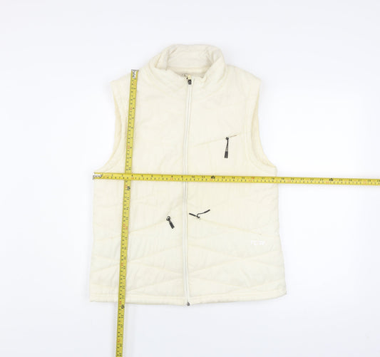 TCA Mens Ivory Full Zip Padded Waistcoat Bodywarmer L