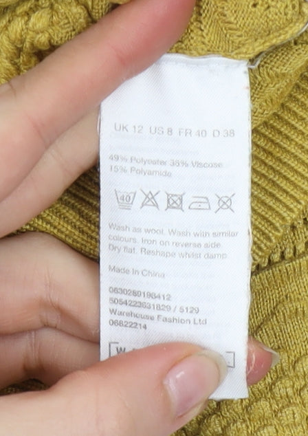 Womens UK Size 12 Warehouse Yellow Pullover Jumper