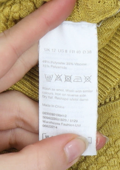 Womens UK Size 12 Warehouse Yellow Pullover Jumper