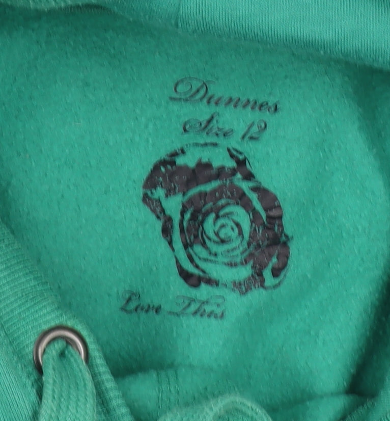 Dunnes Women Green Size 12 Pullover Hoodie with Kangaroo Pocket