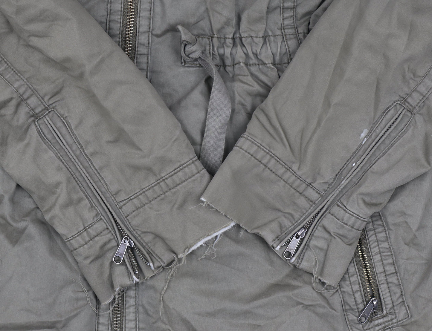 Gap Women’s Green Fur Trim Parka Coat L Hooded Cotton Winter Jacket