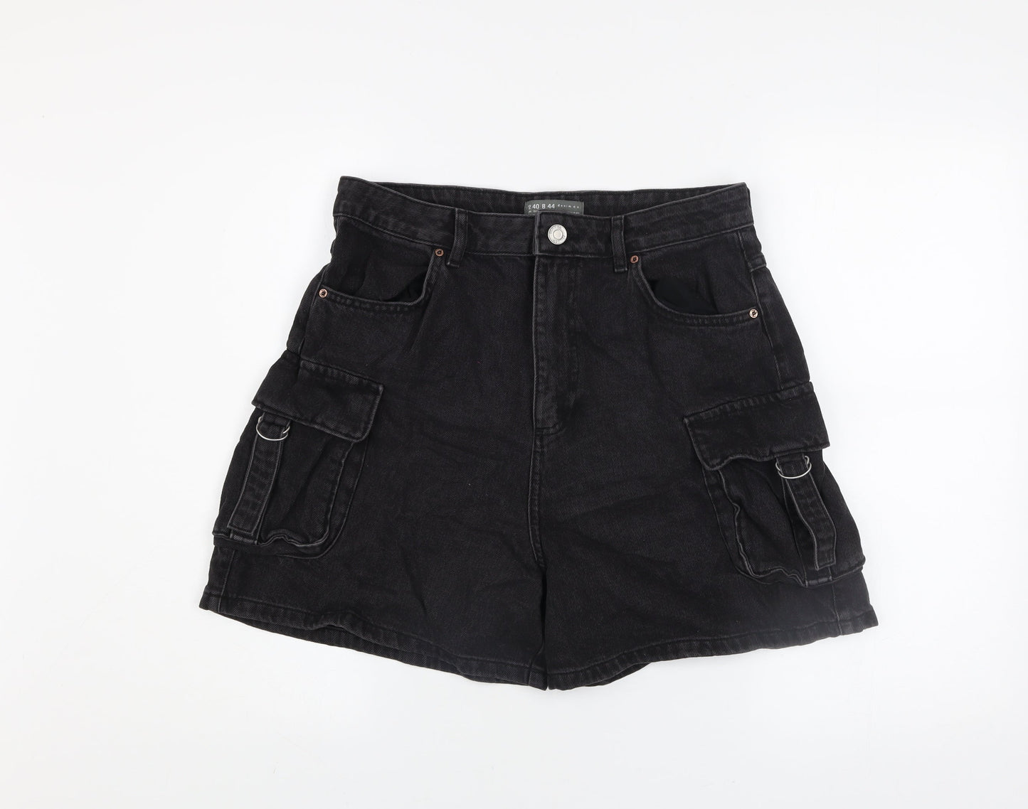 Primark Women’s Black High Rise Cargo Denim Shorts Size 12