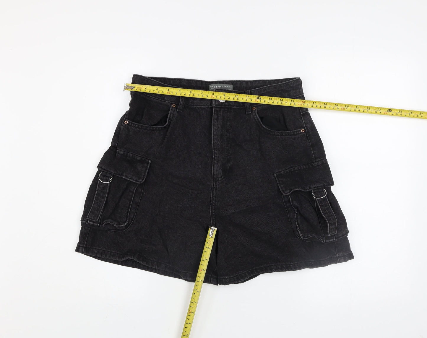 Primark Women’s Black High Rise Cargo Denim Shorts Size 12