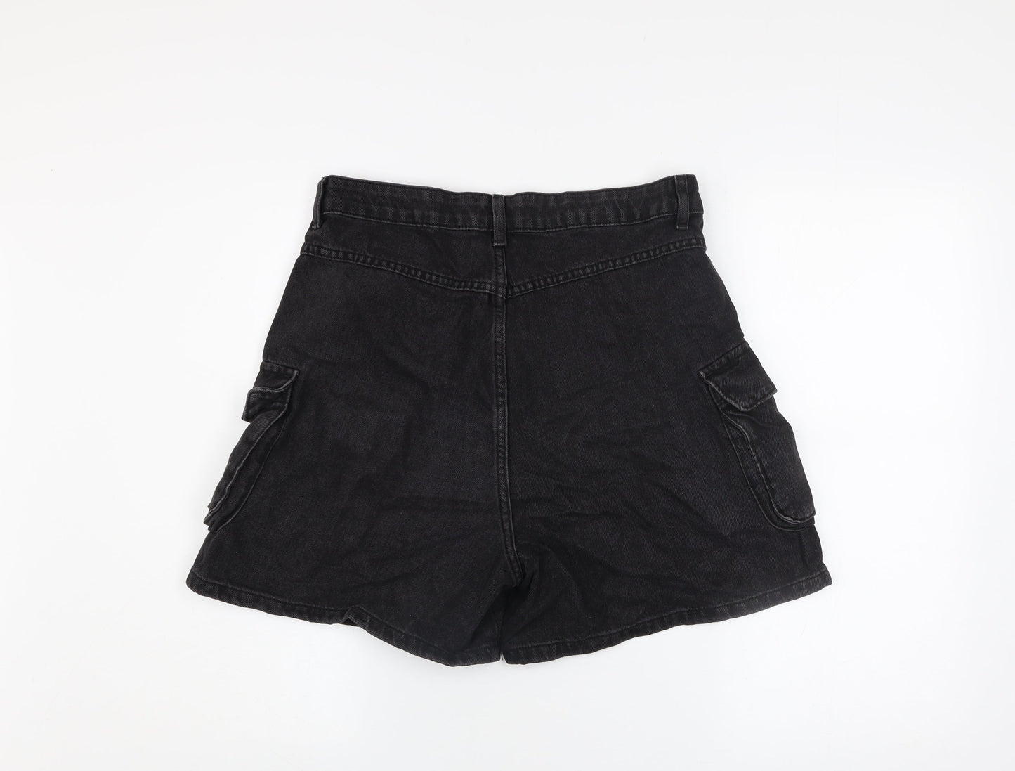 Primark Women’s Black High Rise Cargo Denim Shorts Size 12