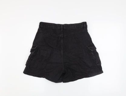 Primark Women’s Black High Rise Cargo Denim Shorts Size 12