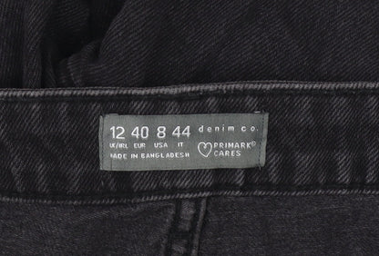 Primark Women’s Black High Rise Cargo Denim Shorts Size 12